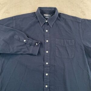 Vintage Polo Ralph Lauren Lowell Sport Shirt Men XL Navy 100% Wool Long Sleeve